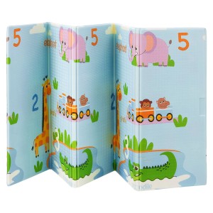Faltbare Juskys Spielmatte Stella 180x200 cm mit Zoo-Motiven für Kinder.