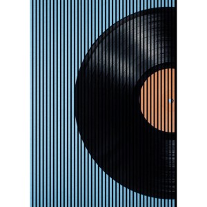 FN Acustico Akustikplatte mit Schallplattendekor, blau und schwarz, für verbesserte Raumakustik.