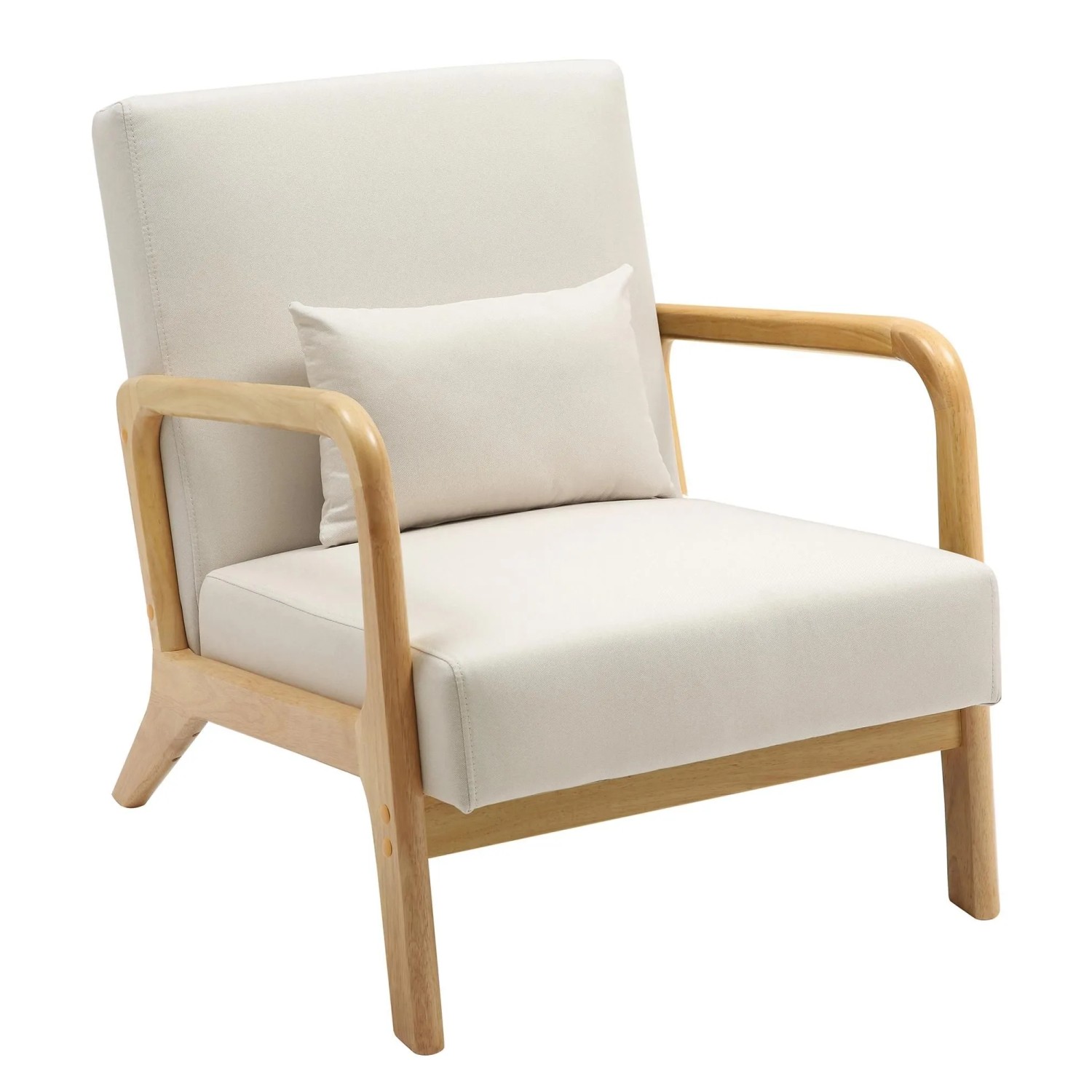DELUKE Lounger Sessel DUBAI Holz Creme 64x80x74cm Loungesessel Wohnzimmer Bequem Lounger Clubsessel Sofa Hotelsessel