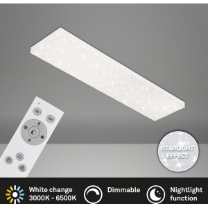 Brilo LED-Panel Frameless mit Sternenhimmel-Effekt und Fernbedienung zur Dimmung und Farbtemperatursteuerung.