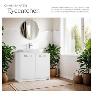 Tectake Waschbeckenunterschrank Katalina Großer Stauraum Spanplatte und Mdf Platte 29 x 63 x 55 cm Weiß