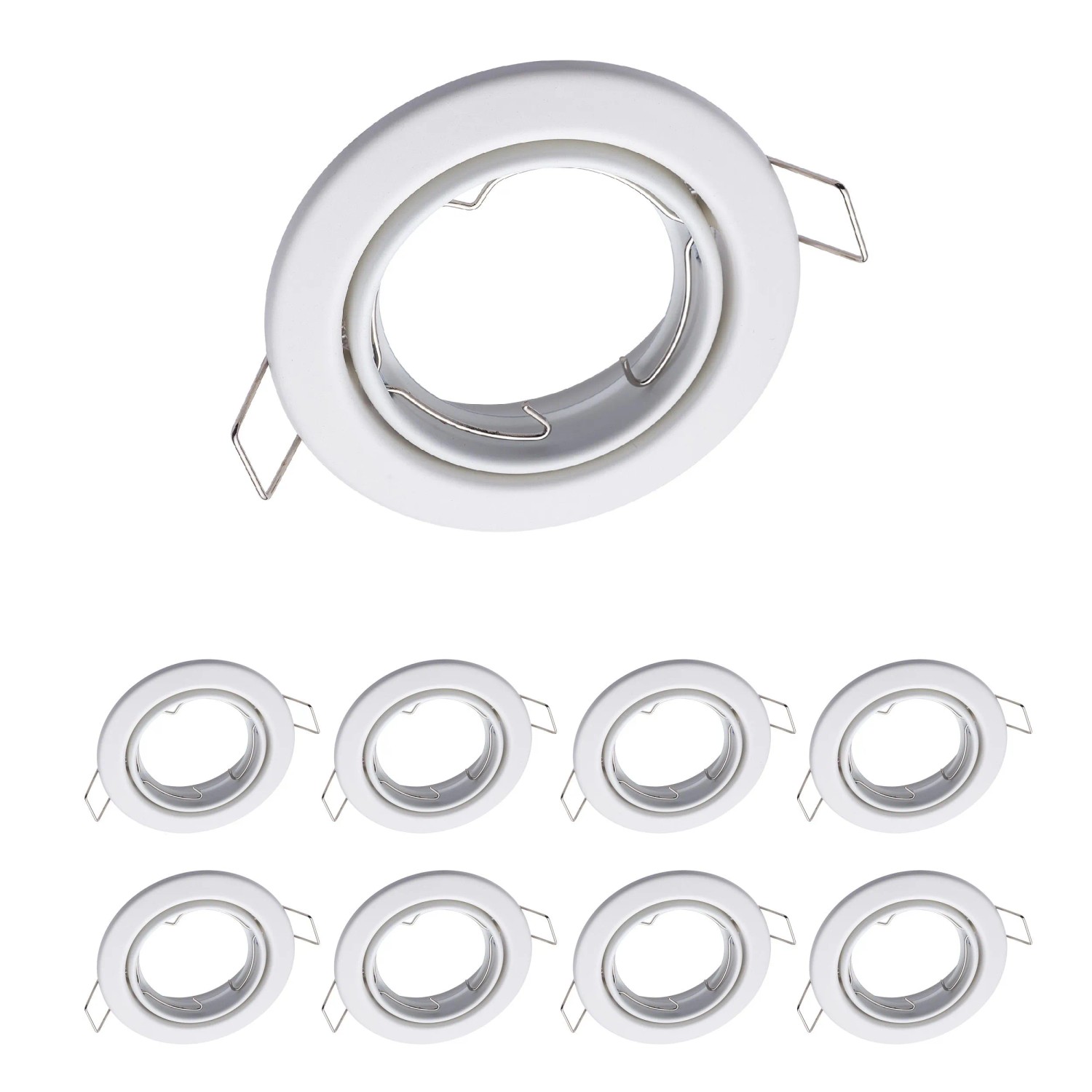 Oktaplex Dijon 9er Set Einbaurahmen für GU10 und LED-Modul Ohne Leuchtmittel Weiß Schwenkbar Rund Lochmaß Ø 68 mm