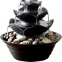 Dobar Design Zimmerbrunnen in Felsen-Optik, schwarz, mit Deko-Steinen. Mehrstufiger Brunnen aus Polyresin.