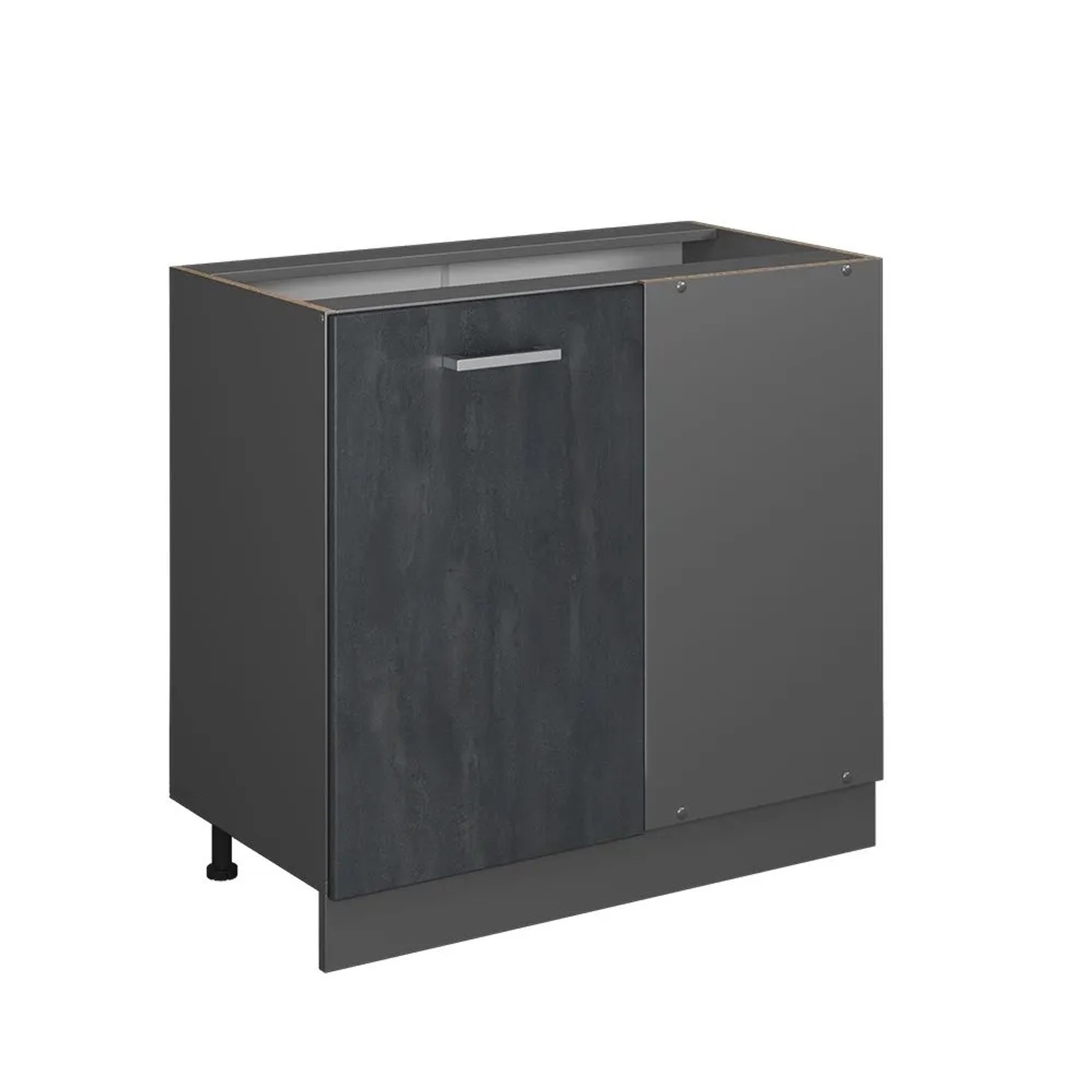 Vicco Eckunterschrank R-Line Schwarz Beton Anthrazit 86 cm ohne Arbeitsplatte