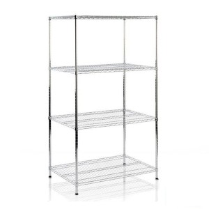 Verchromtes KARAT Gitterregal Everest mit 4 Böden, Belastbarkeit 280 kg, 90x60x160 cm.
