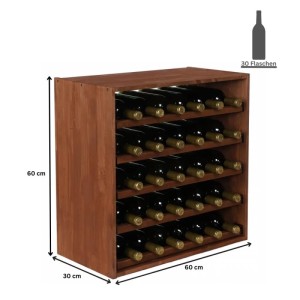 Weinregal Vincellar Modul aus geöltem Kiefernholz für 30 Flaschen.