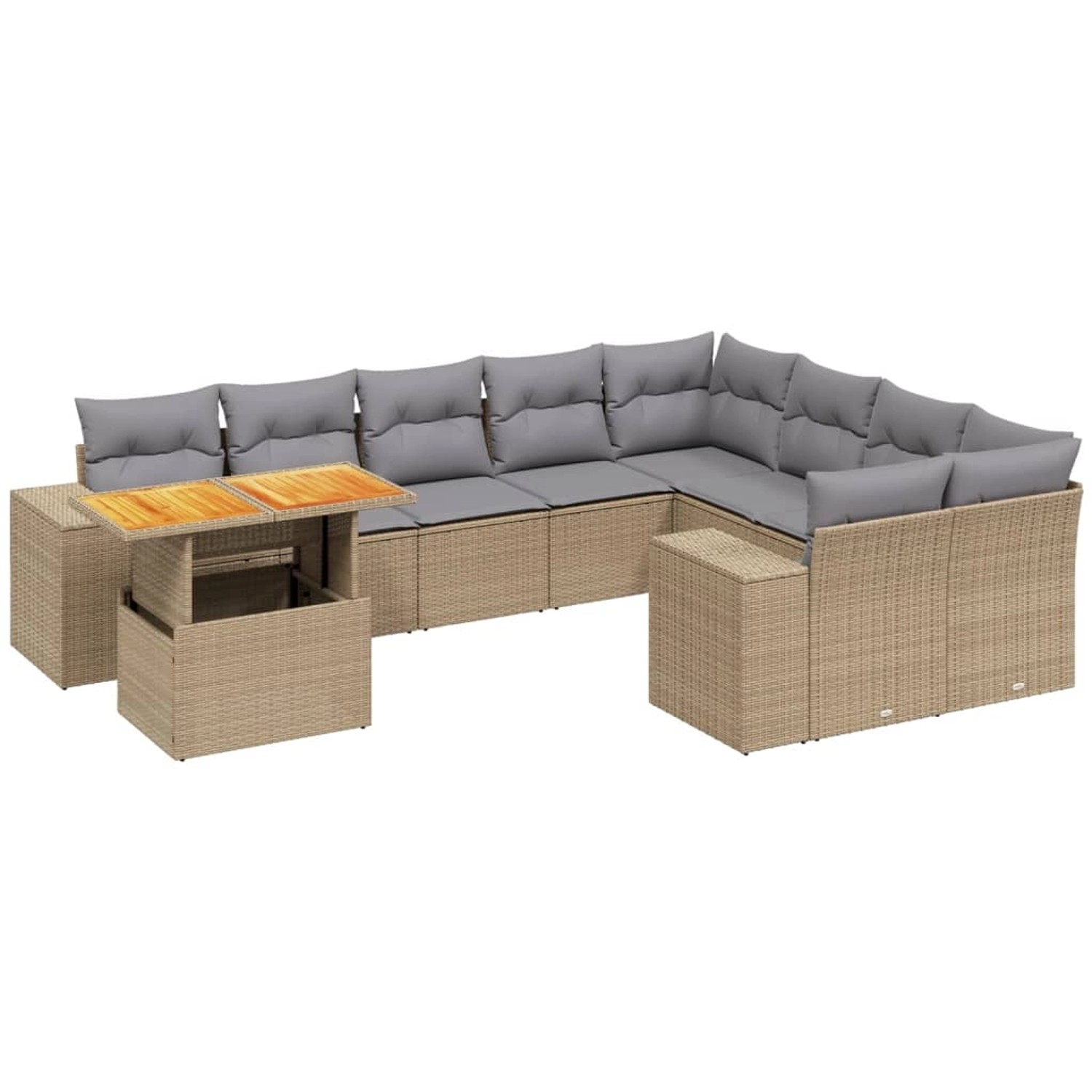 vidaXL 10-tlg Garten-Sofagarnitur mit Kissen Beige Poly Rattan Modell 188 günstig online kaufen