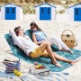 Costway 2er Set Strandmatte mit Beistelltisch Kopfkissen Türkisblau_2