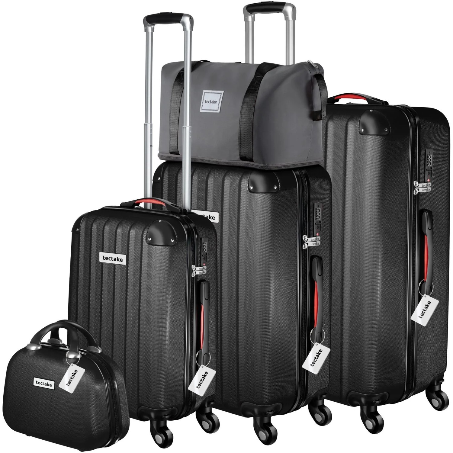 Tectake Hartschalenkoffer Set Cleo 19 Teilig  Hartschalen Aus Robustem Abs Kunststoff Mit Teleskopgriff und Tsa Schloss Mit Zubehör 48 x 30 5 x 75 cm
