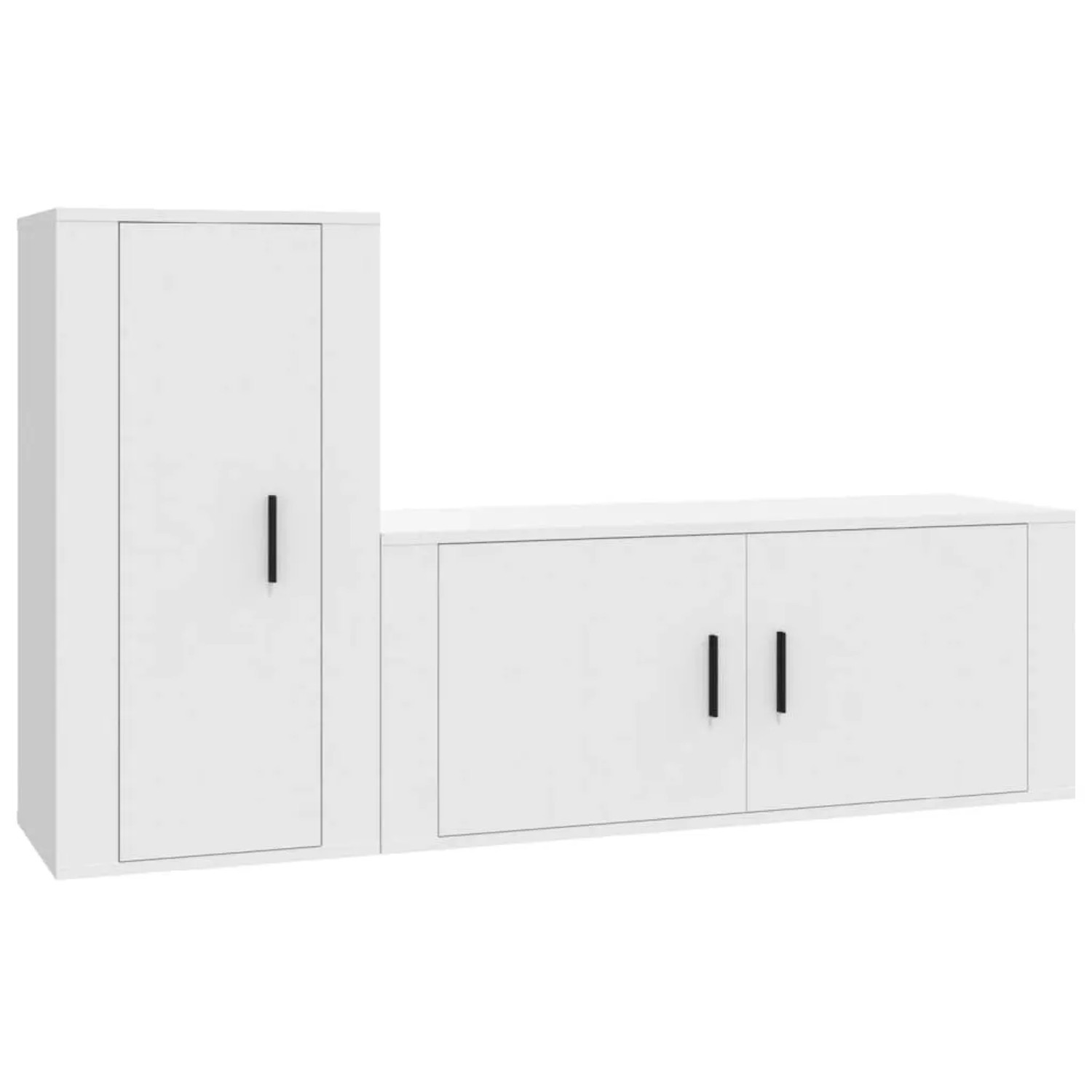 vidaXL 2-Tlg TV-Schrank-Set Weiß Holzwerkstoff 3188486
