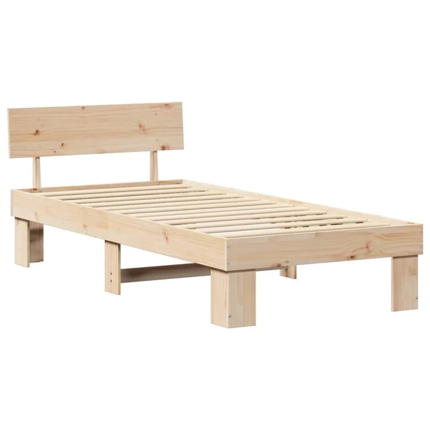 vidaXL Bettrahmen mit Kopfteil Natur 100 x 200 cm Massives Kiefernholz 872581