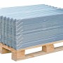 Stapel klare PVC-Wellplatten Sinus 76/18 (80x120cm) auf Palette für Kunststoffbedachung.