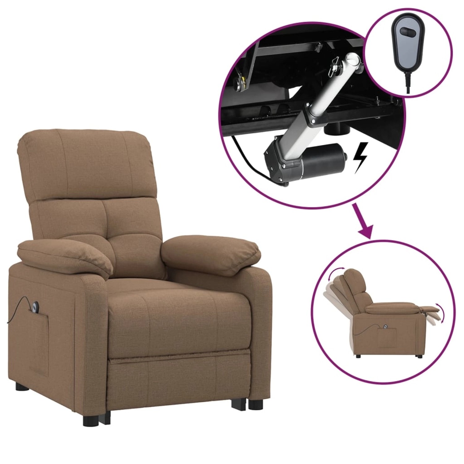 vidaXL Relaxsessel Elektrisch Braun Stoff 3073806 günstig online kaufen