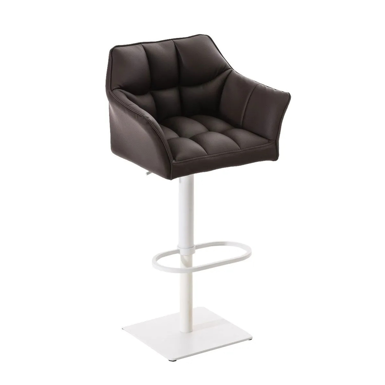 DELUKE Barhocker SIHAR Kunstleder Braun 64x45x88cm Weiß Barstuhl Höhenverstellbar Mit Lehne Drehbar Tresenhocker Tresenstuhl