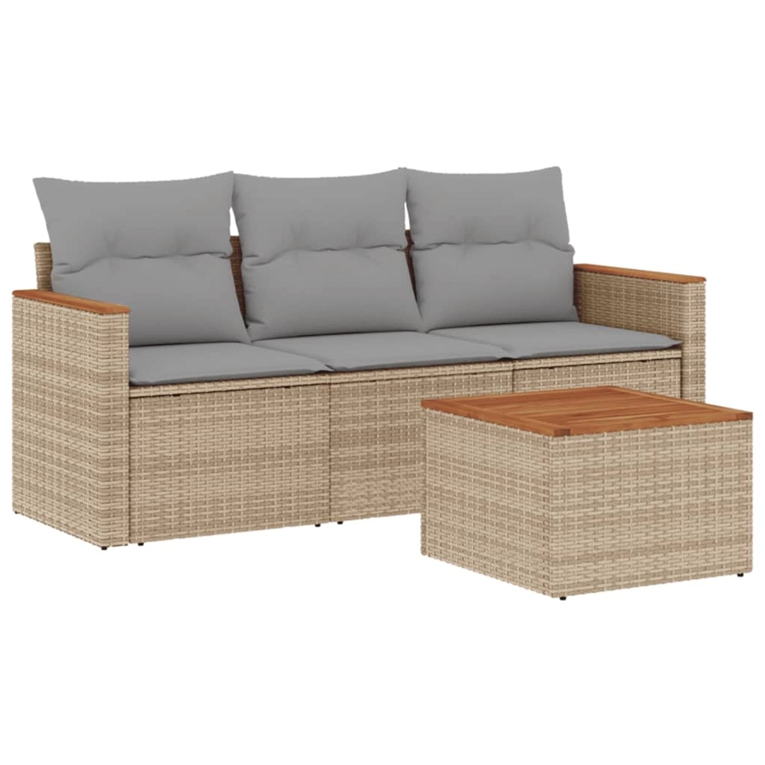 vidaXL 4-Tlg Garten-Sofagarnitur mit Kissen Beigemischung Poly Rattan 32257 günstig online kaufen