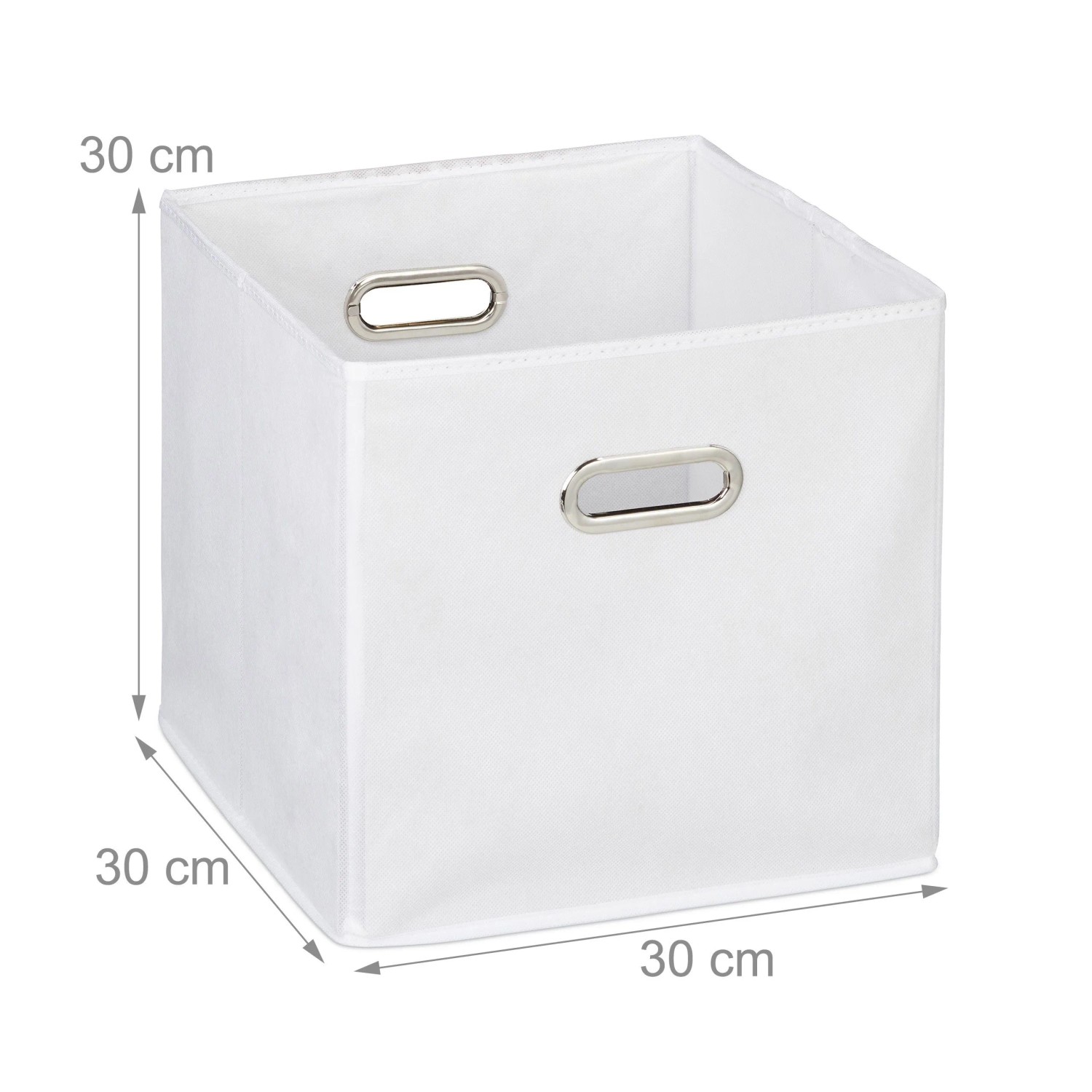 Relaxdays Aufbewahrungsbox Stoff Weiß Faltbar 2er Set 30 cm x 30 cm x 30 cm_4