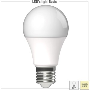 E27 LED Leuchtmittel in Glühlampenform, 8,5 W, warmweißes Licht.