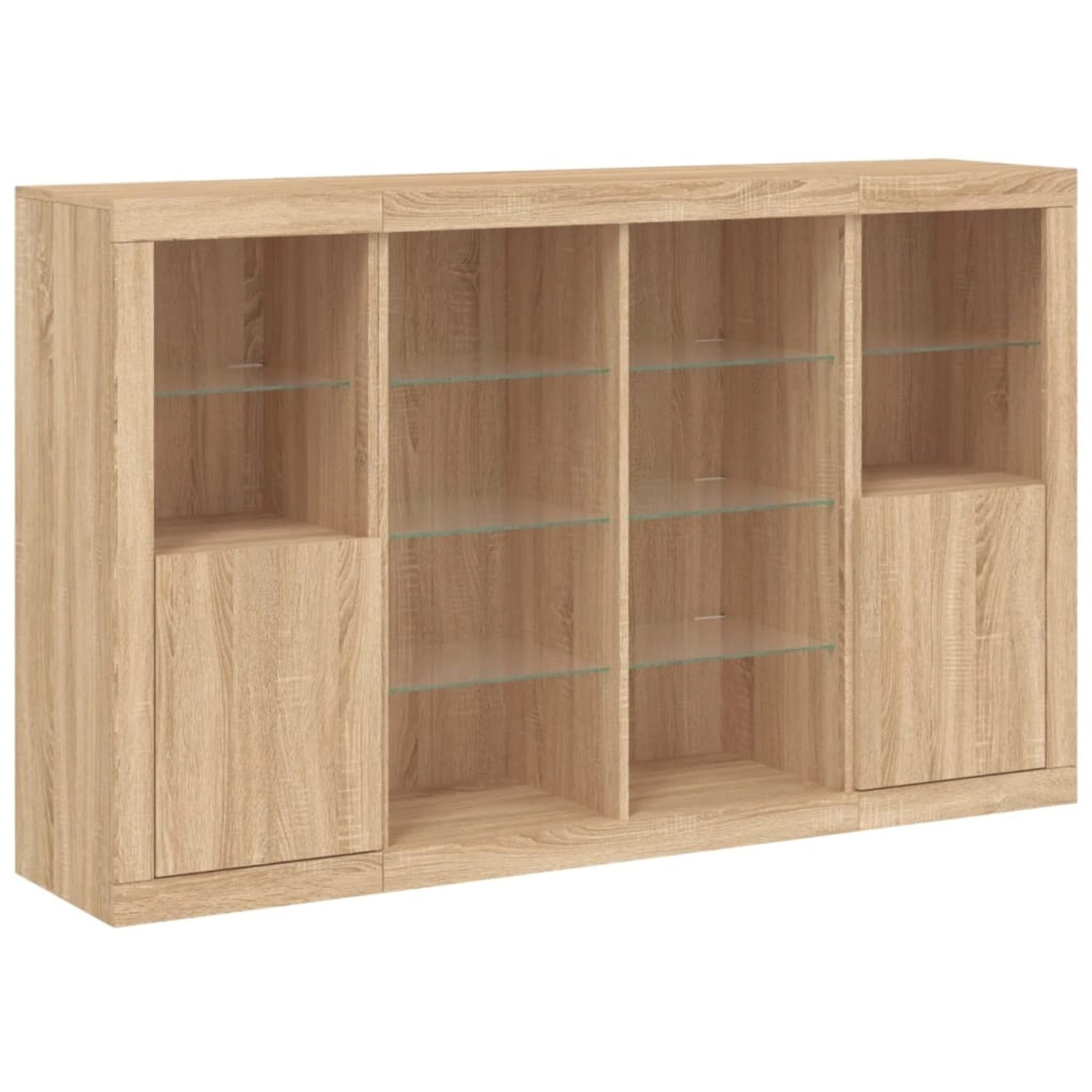 vidaXL Sideboards mit LED-Leuchten 3 Stk Sonoma-Eiche Holzwerkstoff 3209137 günstig online kaufen