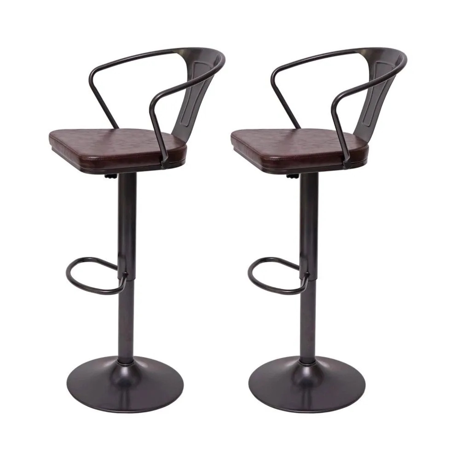 MCW Barhocker H10b 2er-Set Vintage Schwarz-Braun