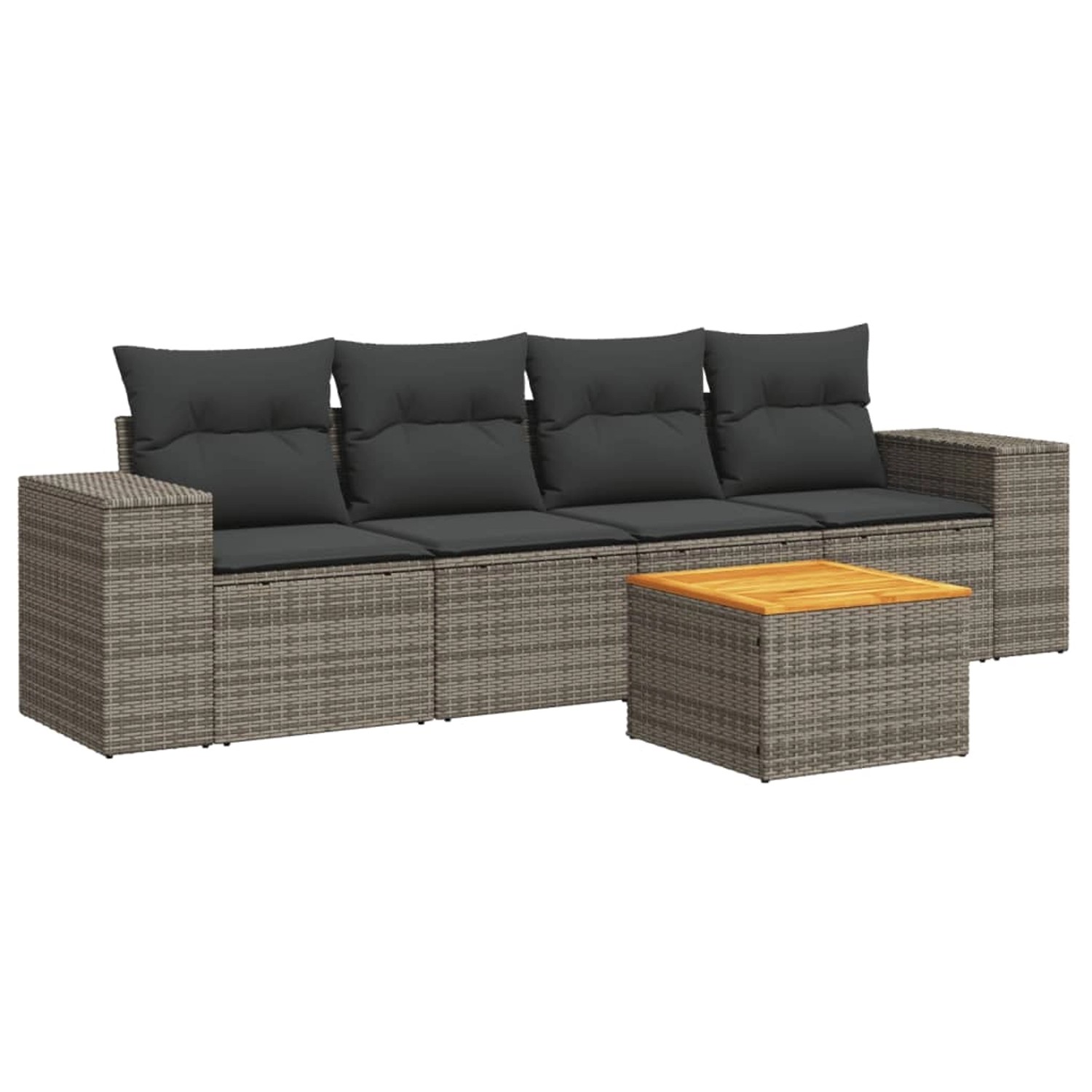 vidaXL 5-tlg Garten-Sofagarnitur mit Kissen Grau Poly Rattan Modell 16 günstig online kaufen