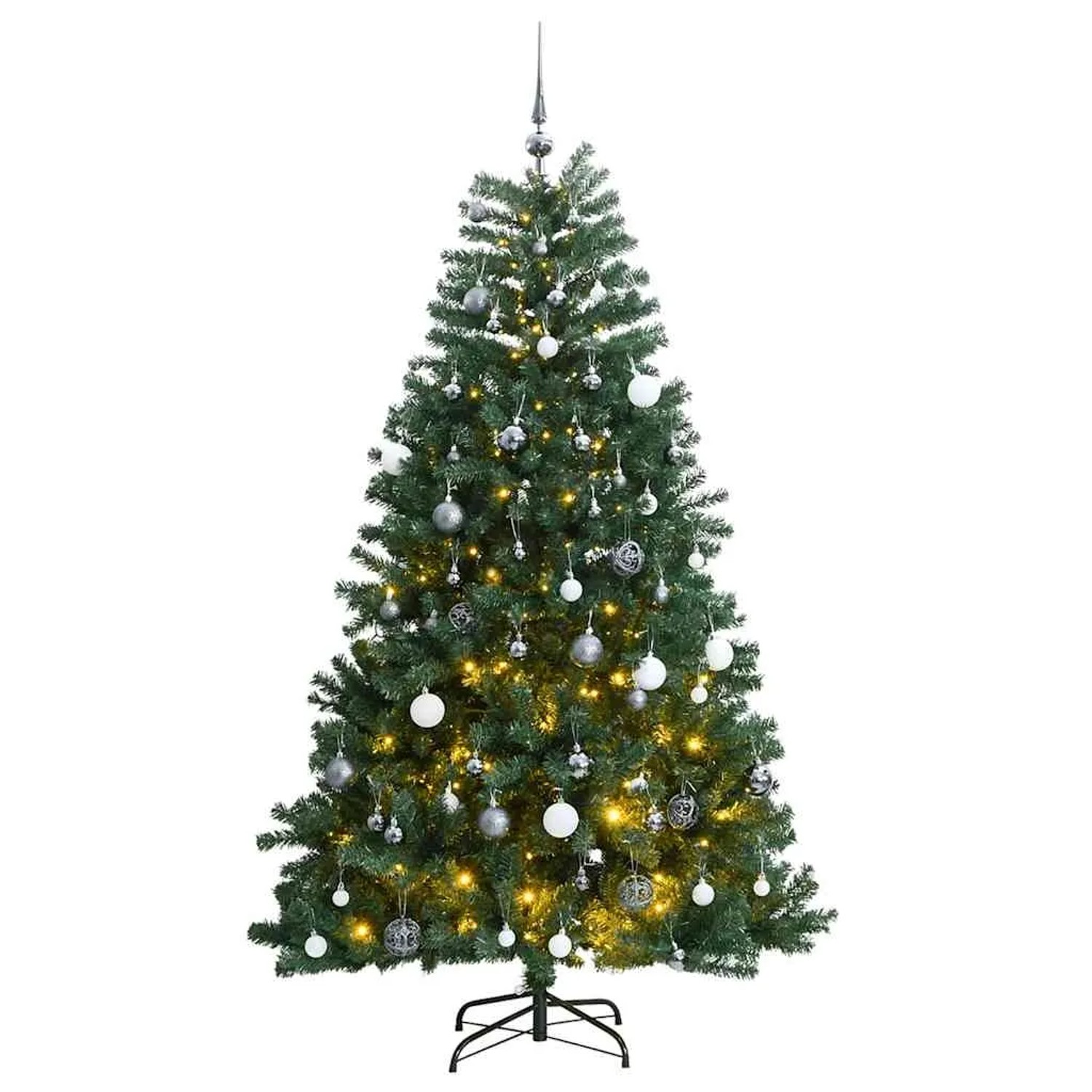 vidaXL Künstlicher Weihnachtsbaum Klappbar 300 LEDs & Kugeln 240 cm 3210166