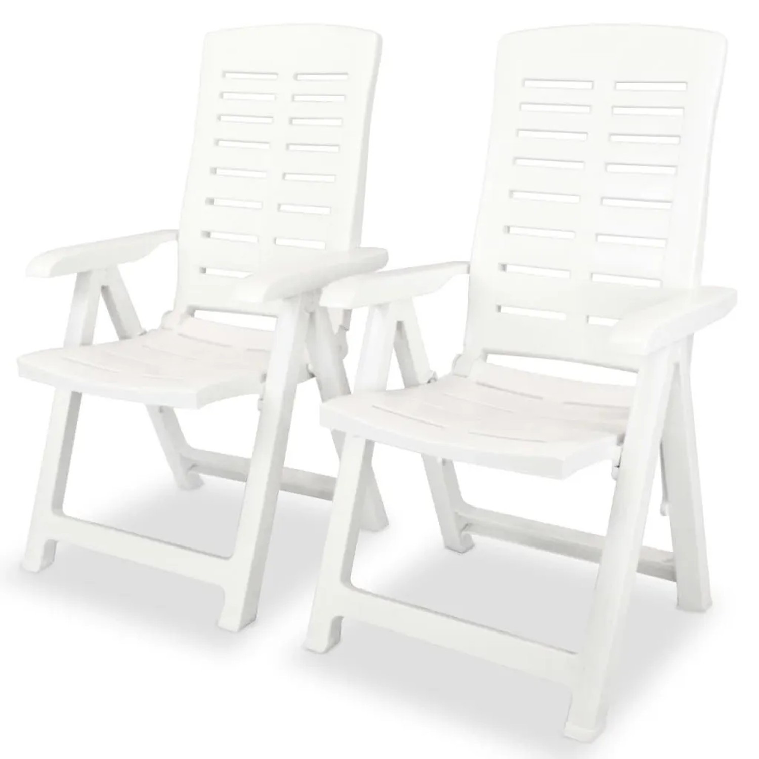 Furnicato Verstellbare Gartenstühle 2er Set Aus Kunststoff 60 X 61 X 108 Cm Weiß Witterungsbeständig Und Zusammenklappbar