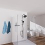 Schütte Matao Rain Überkopfbrause-Set in Chrom-Schwarz matt im modernen Badezimmer.