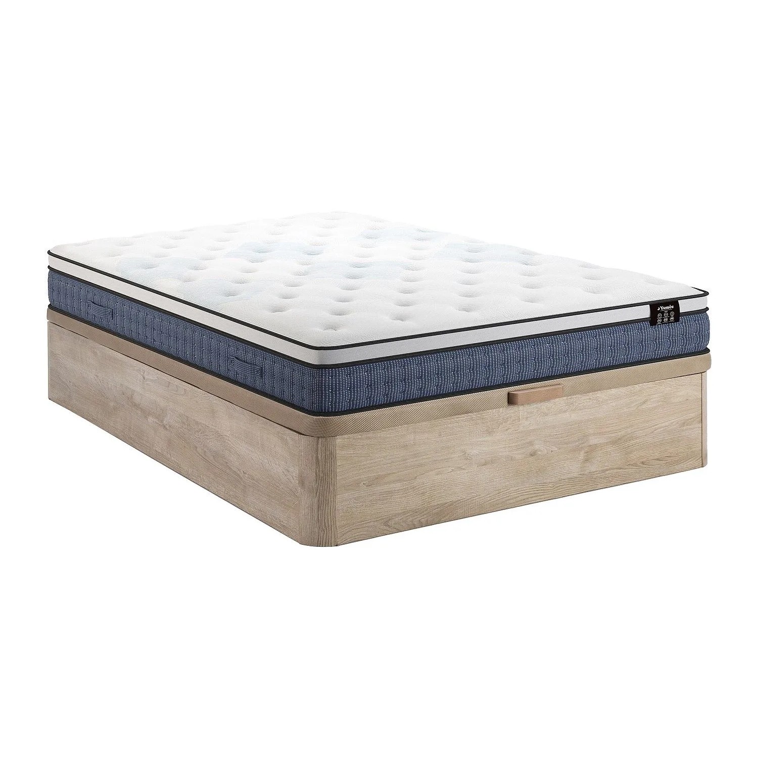 Vente-unique Matratze Und Bettgestell Mit Lattenrost Und Bettkasten Varno Naturfarben Hell  Weiß 200 cm