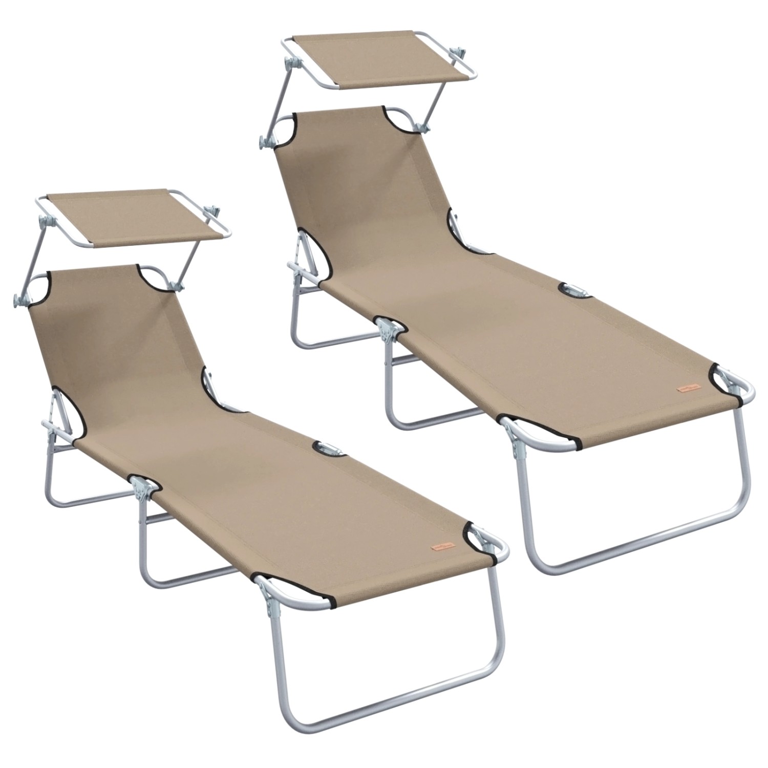 vidaXL Klappbare Sonnenliegen 2 Stück mit Sonnendach Taupe 600D Oxford-Stof günstig online kaufen