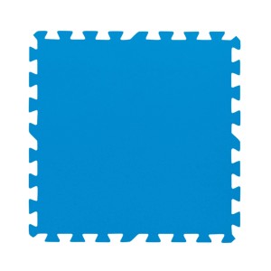Blaue Bestway Pool Bodenschutzfliese (50x50 cm) aus dem 9er Set. Stecksystem für flexiblen Pool Schutz.