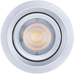 Runder LED Einbaustrahler in Chrom, dimmbar, mit warmweißem 3000K Licht. Paulmann LED-Spot.