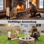 Wiltec Holzstapelhilfe mit Kanthölzern und Brennholz, genutzt am Kamin und einer Feuerstelle. Robuster Kaminholzhalter.