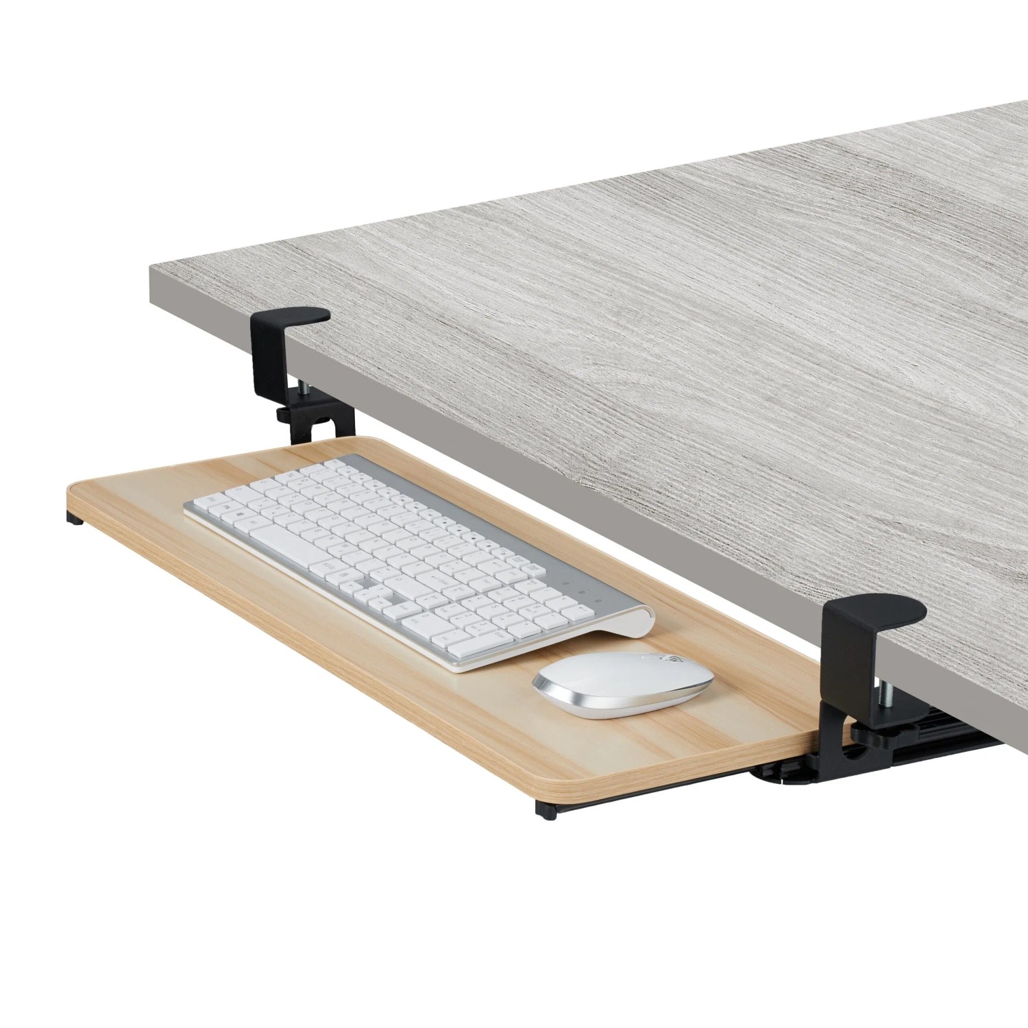 Relaxdays Tastaturablage MDF Holzoptik Ausziehbar 78 cm x 24 cm x 11 cm 2,4 kg