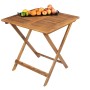 Quadratischer Balkontisch aus Akazienholz, klappbar, 70x70 cm, mit Holzlatten-Tischplatte.