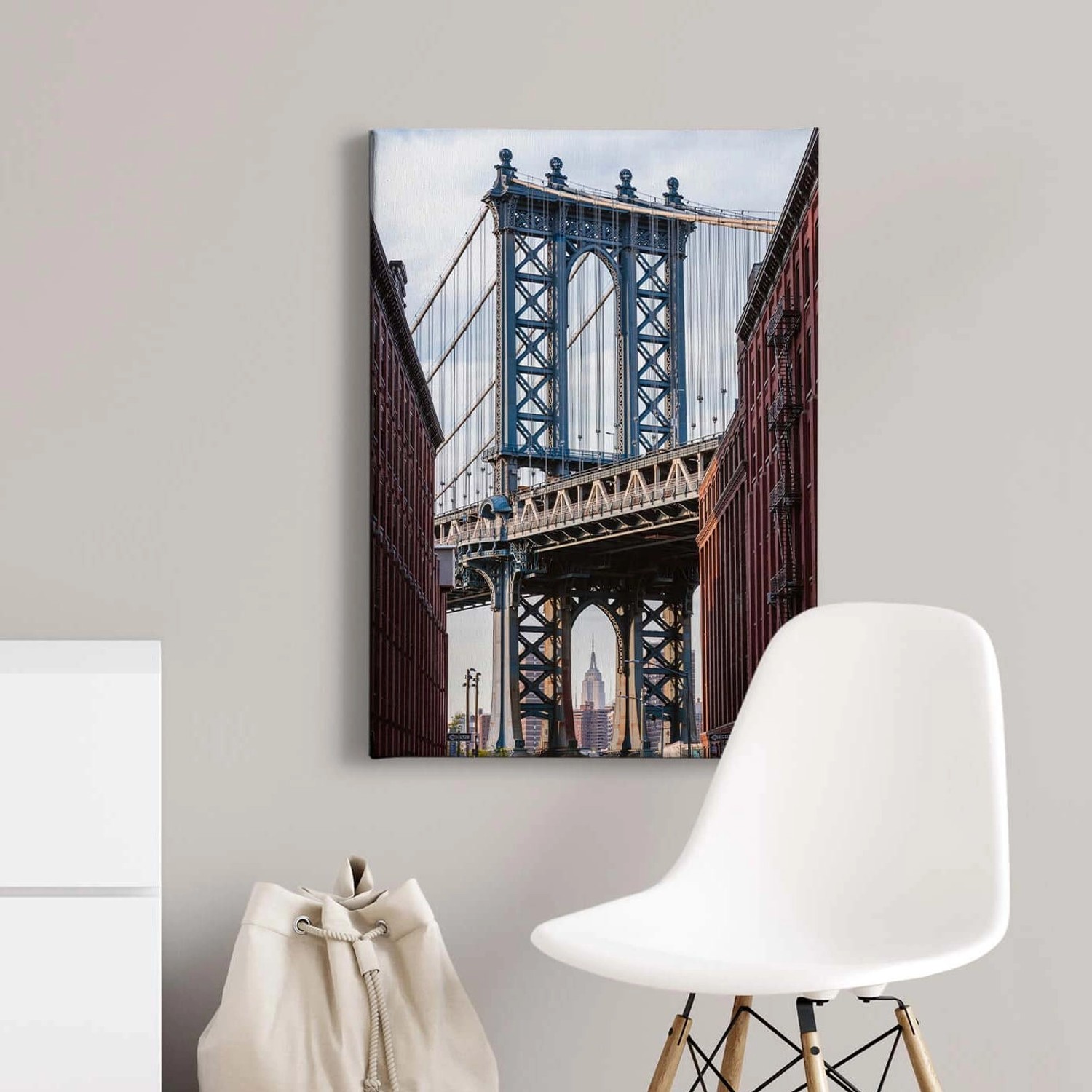 Bricoflor Bild Mit Brooklyn Bridge Leinwand Bild Mit New York Motiv Ideal Für Wohnzimmer Und Schlafzimmer Architektur Le