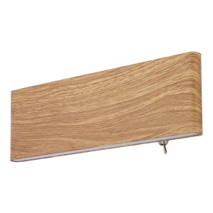Moderne LED-Wandleuchte Siegfried in Holzoptik, 22,5x8 cm, für stimmungsvolle Beleuchtung im Innenbereich.