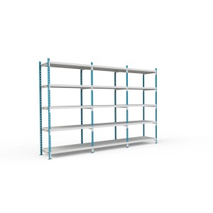 PROREGAL Fachbodenregal Maximus, 200x100x80 cm, 5 Ebenen, lichtblau-lichtgrau.