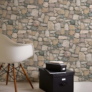 Bricoflor 3D Steintapete in Beige/Grau, Mauer Optik. Dekorative Papiertapete für Wohnzimmer und Flur.