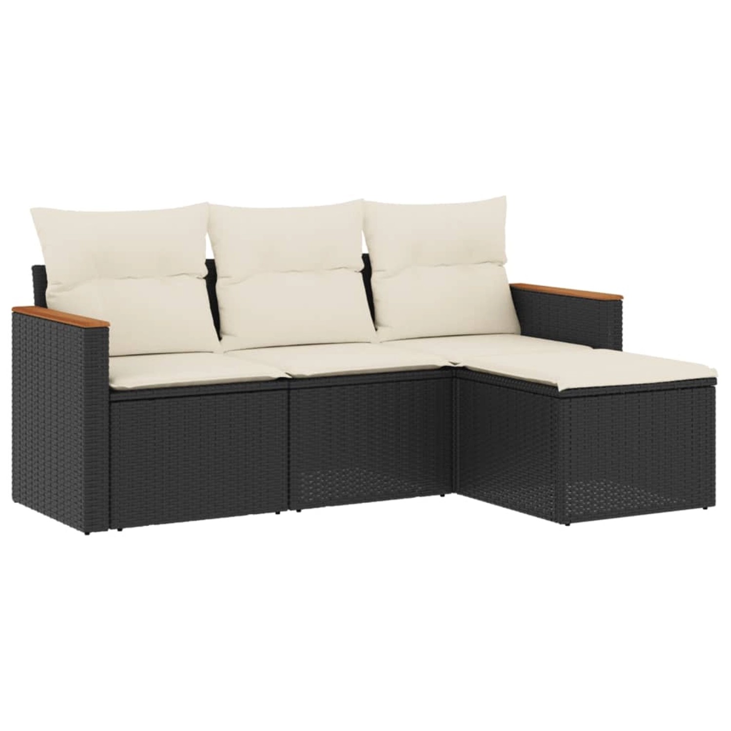 vidaXL 4-Tlg Garten-Sofagarnitur mit Kissen Schwarz Poly Rattan 3225902 günstig online kaufen
