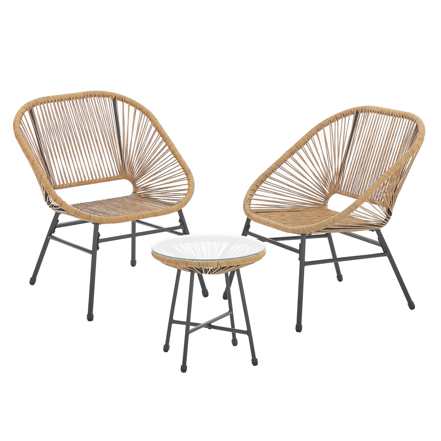 Svita Tulum Balkon-Möbel 3-tlg. Garten-Möbel Set Balkonstühle Mit Tisch Nat günstig online kaufen