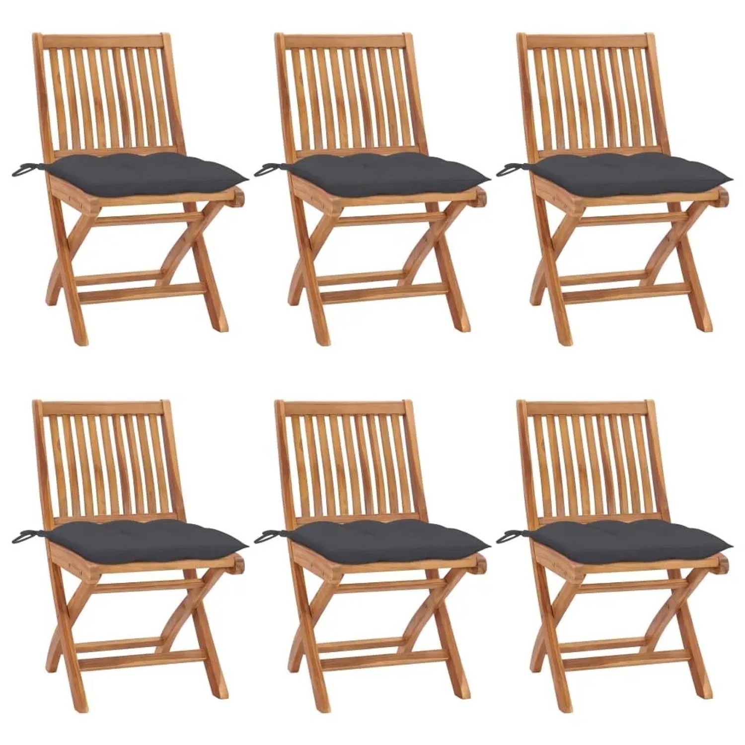 vidaXL Klappbare Gartenstühle mit Kissen 6 Stk Massivholz Teak 3072849