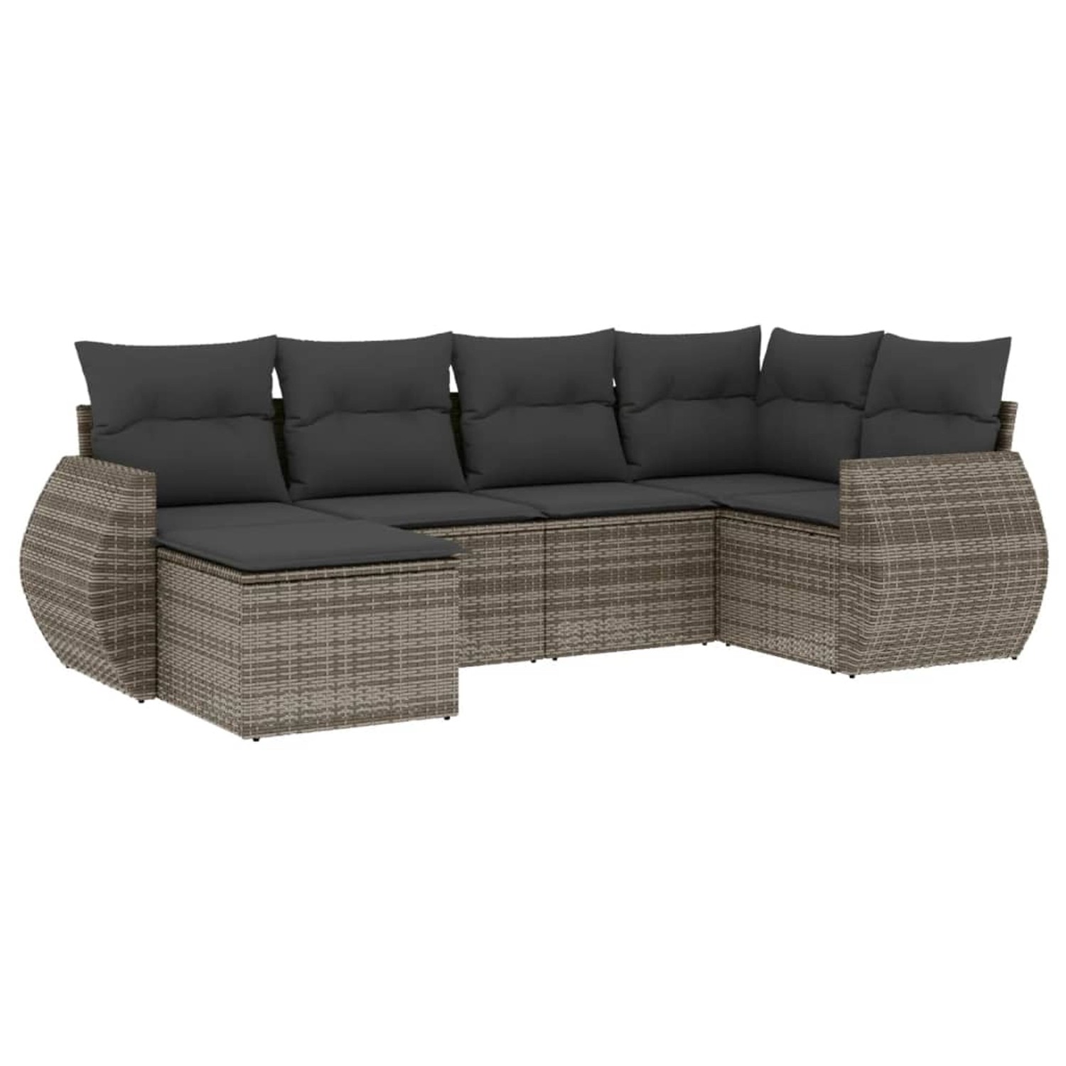 vidaXL 6-Tlg Garten-Sofagarnitur mit Kissen Grau Poly Rattan 3253997 günstig online kaufen
