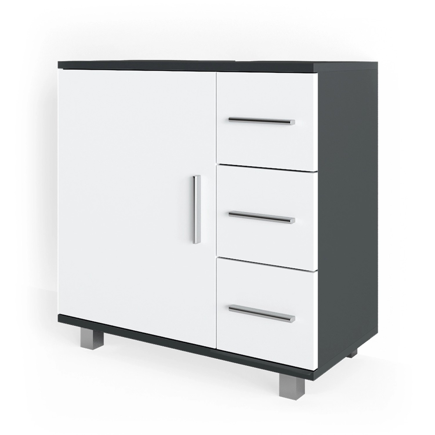 Vicco Waschbeckenunterschrank Ilias, Weiß/Anthrazit, 60 x 60.8 cm Drehbar günstig online kaufen