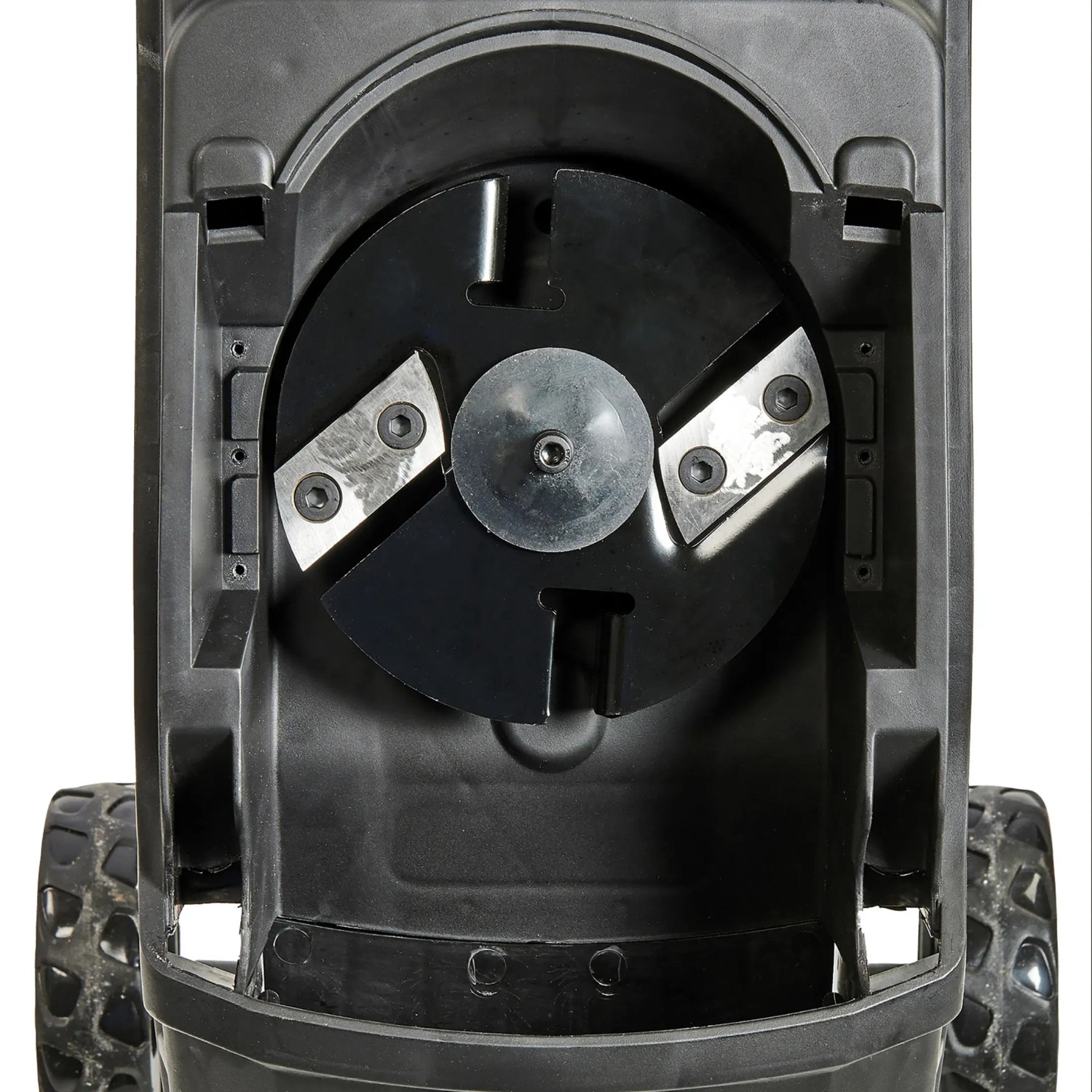 Messerhäcksler Einhell GC-KS 2540: Detailaufnahme der Messer und des Häckselwerks.