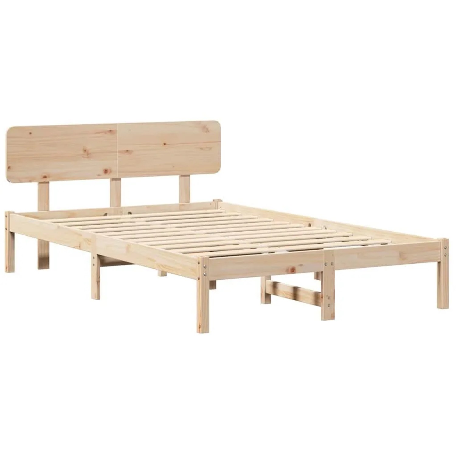 vidaXL Bettrahmen mit Kopfteil Natur 120 x 200 cm Massives Kiefernholz 872107