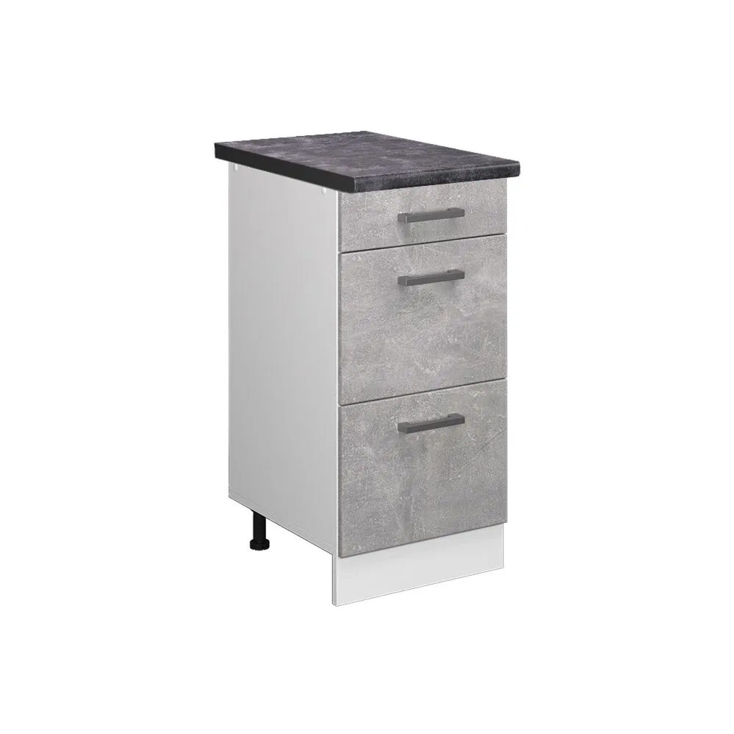 Vicco Küchenunterschrank R-Line Beton Weiß 40 cm mit Schubladen AP Anthrazit