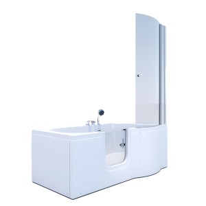 AcquaVapore Seniorendusche und Badewanne mit Tür, 170x85 cm, mit Duschabtrennung aus Glas.