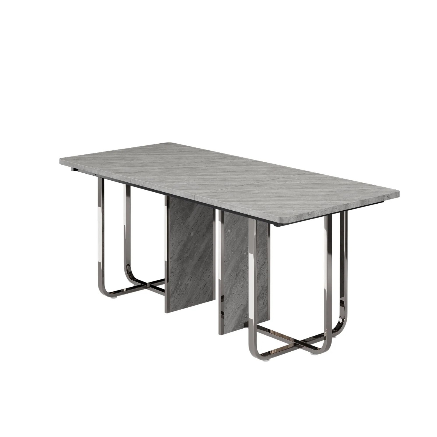 okwish Esstisch für 6 Personen Moderner Einfacher Esstisch 180 × 80 cm Grau/Silber