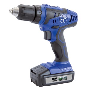 LUX Akkuschrauber ABS-18 Li Solo, blau-schwarz, mit 13 mm Bohrfutter.