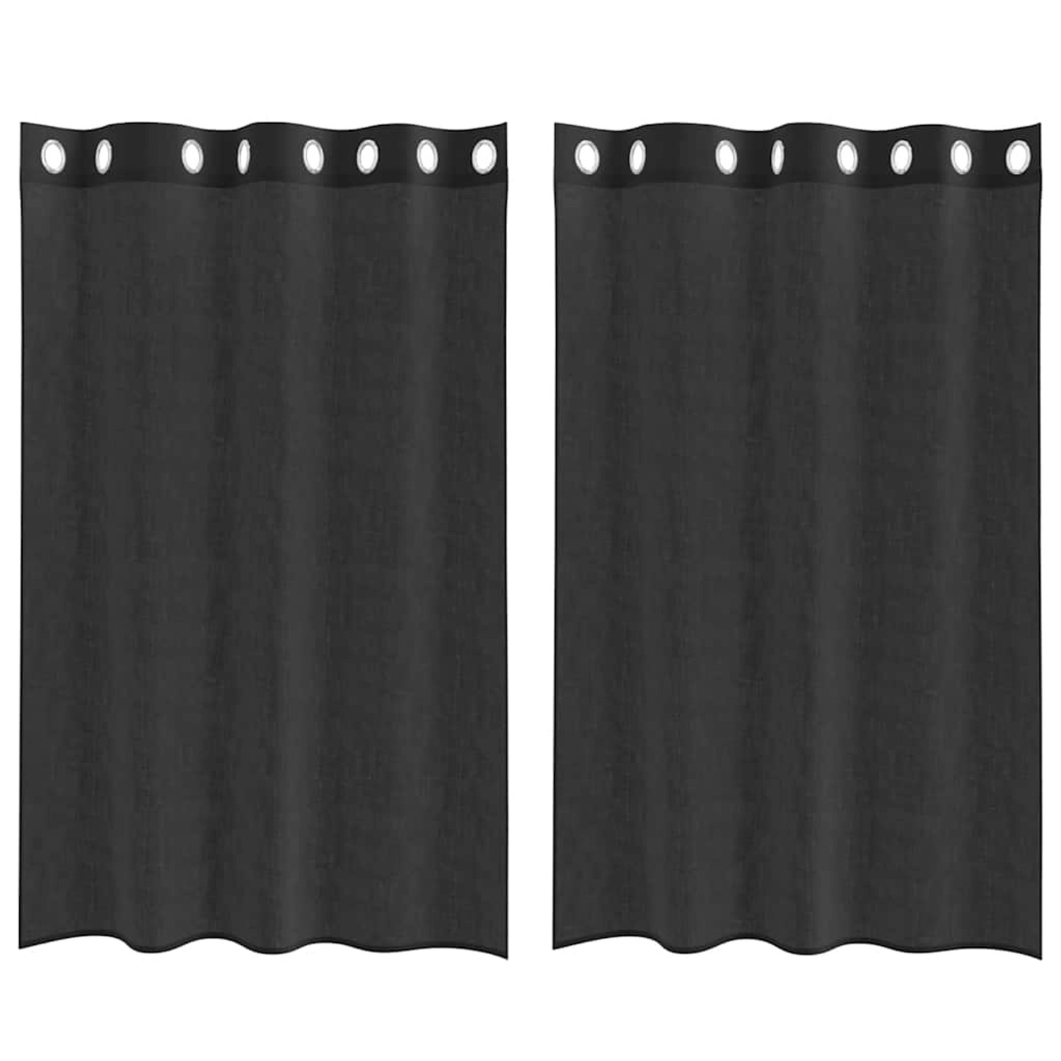 vidaXL Voile Vorhänge mit Ösen 2 Stk Schwarz 140x175 cm 4102060 günstig online kaufen